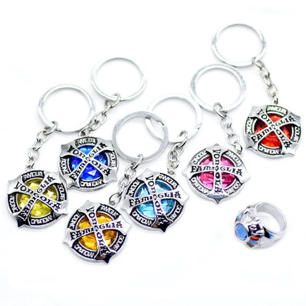 7st Ring Set 6 REBORN Nyckelringar 1 Anime Ring för samling