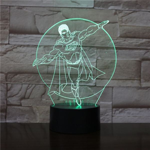 Superman 3D LED Nattljus Sovrumsbordslampa Ändrar färg