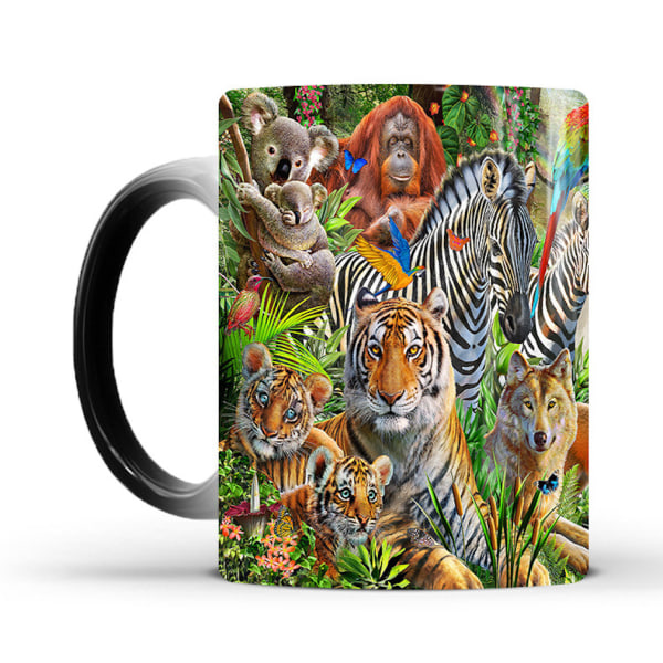 Animal World Tiger färgskiftande mugg Keramisk kaffemugg Thermal tekopp Nyhetspresent