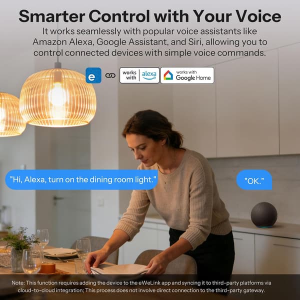 Zigbee Smart Lysbrytermodul 2-veis Trådløs Kontrollrelé med Stemmefjernkontroll