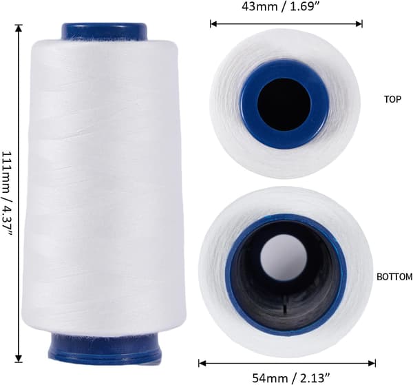 3-pakning hvite overlocktrådkoner 3000 yards 40S/2 polyester sytråd