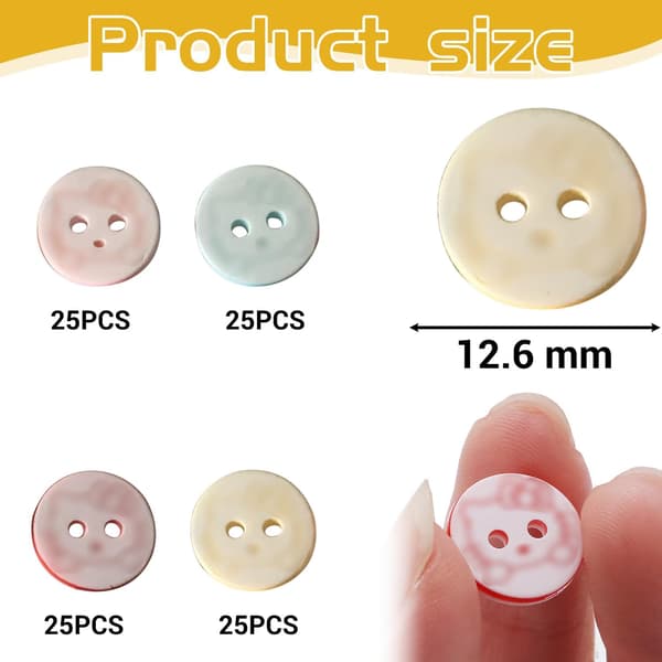 100 stk. pastellfargede syknapper, runde knapper med 2 hull til cardigans og hobbyprosjekter
