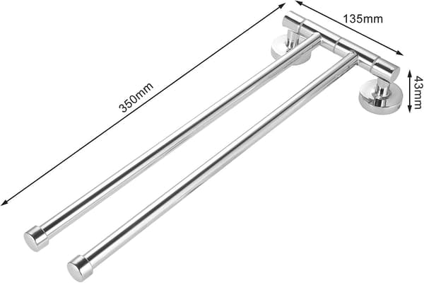 2-armet 35 cm svingbar håndklædeholder i 304 rustfrit stål til vægmontering