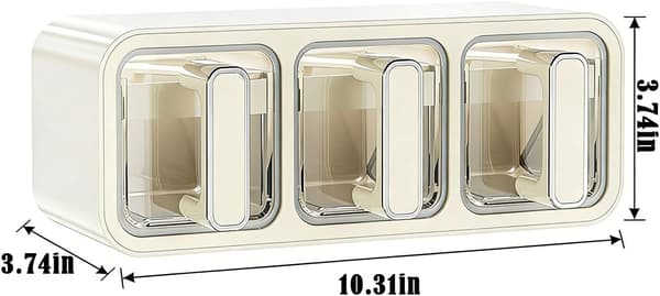 2-pak krydderibokse med 3 rum, låg, skeer og stabelbart design