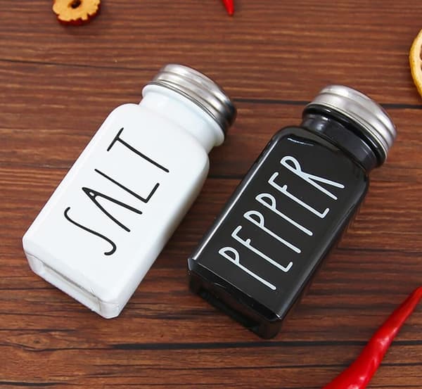 2-pack salt- och pepparkar i glas med lock i rostfritt stål, modern design