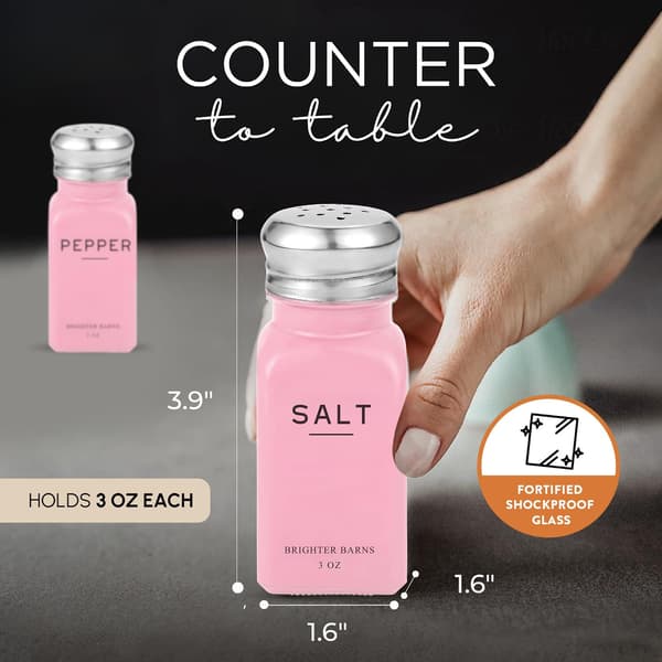 2-pack rosa salt- och pepparkar, glasburkar med lock i rostfritt stål