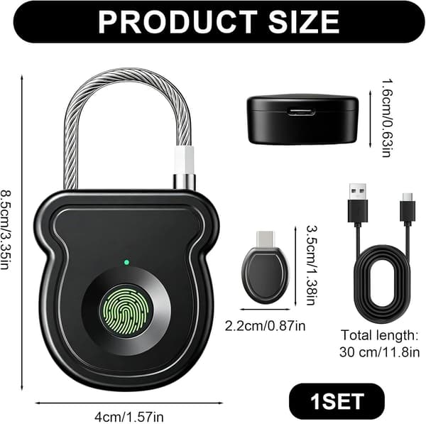 Smart fingeraftrykslås, nøglefri biometrisk lås med hukommelse til 20 fingeraftryk