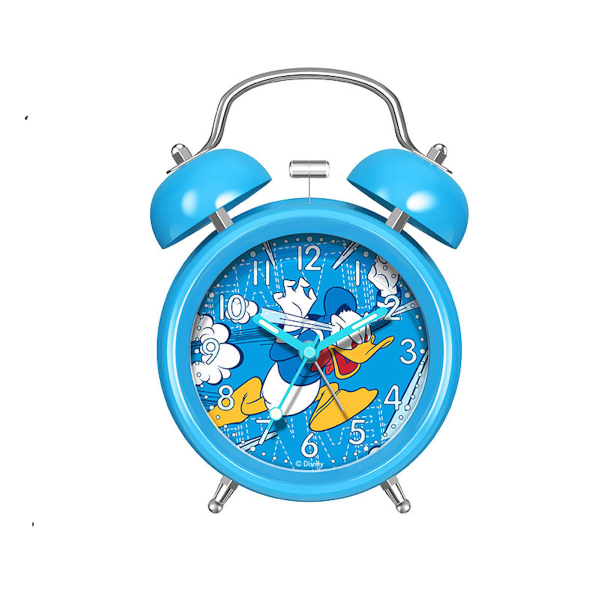 Blå Donald Twin Bell Anime Väckarklocka Non Ticking Analog Bell Clock