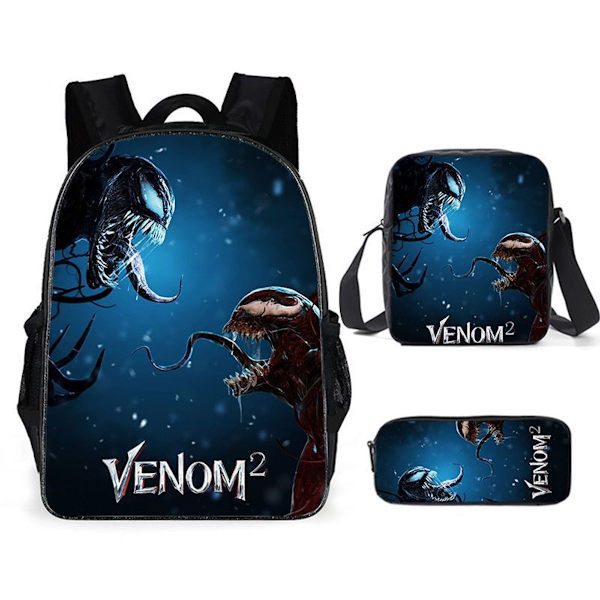 3st/ set Venom2 printed set med case Pennfodral Skolväska Resor Dagsväska Lätta bokväskor