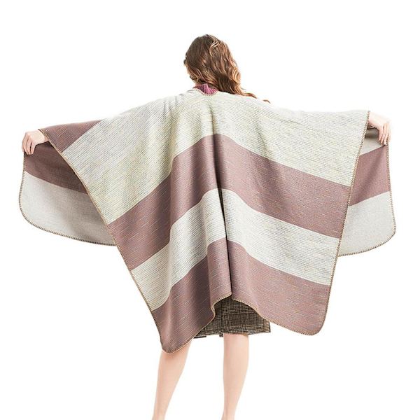 Dam Stripes Poncho Lösa Sjalar Varm filt för Dam