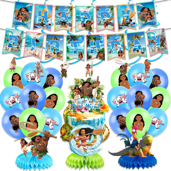 Maui Moana Grattis på födelsedagen Ballong Set Latex Ballonger Party Dekoration Kit