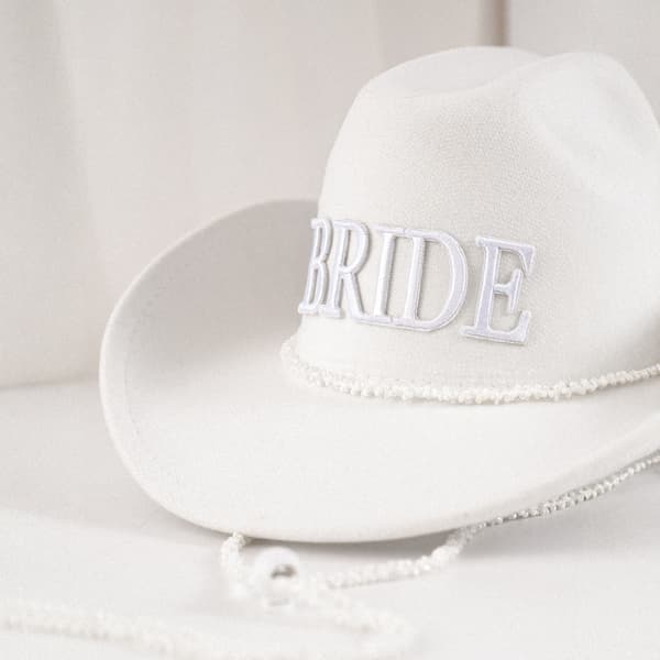 Brud Vit Cowboyhatt för Möhippa Bröllopsfest Hatt