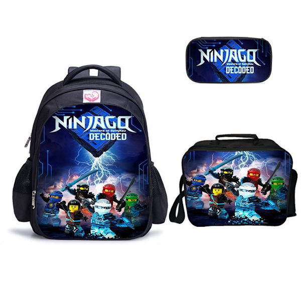 3st/ set Ninja-Warrior printed set med case Pennfodral Skolväska Resor Dagsväska Lättviktsbokväskor