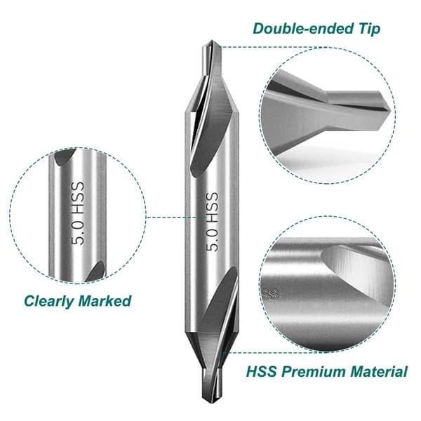 8-delt HSS senterbor-sett 60 grader 1-6 mm for dreiing og metallarbeid