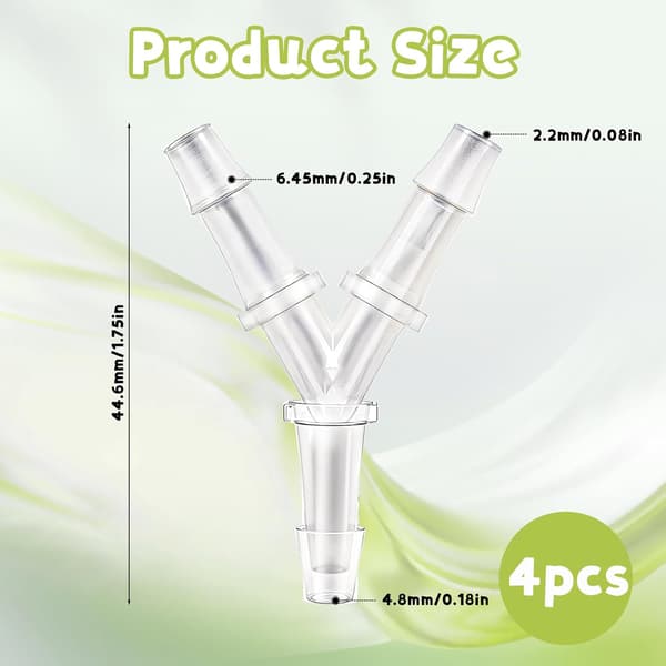 4-pack akvarieluftventil, 3-vägs Y-formade slangkopplingar för 3/16-slang
