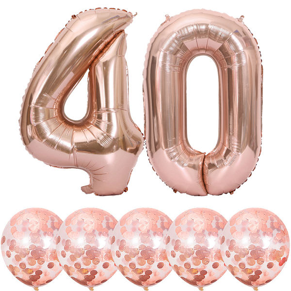 40-års födelsedag roséguld ballonger latex set festdekoration
