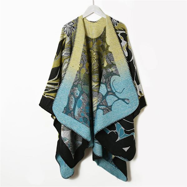 Varm sjal för damer Lady Poncho Pashmina Cardigant filt med sydd kant etnisk stil