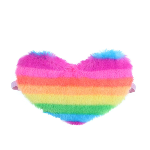 Rainbow plysch sovmask för barns hjärtformade plysch ögonmask flickor