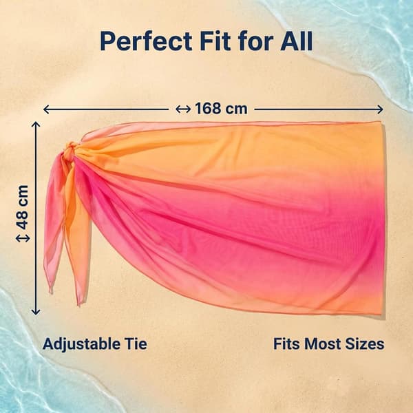 Chiffon strand-sarong-nederdel til kvinder, gradient bikini-cover-up til sommeren