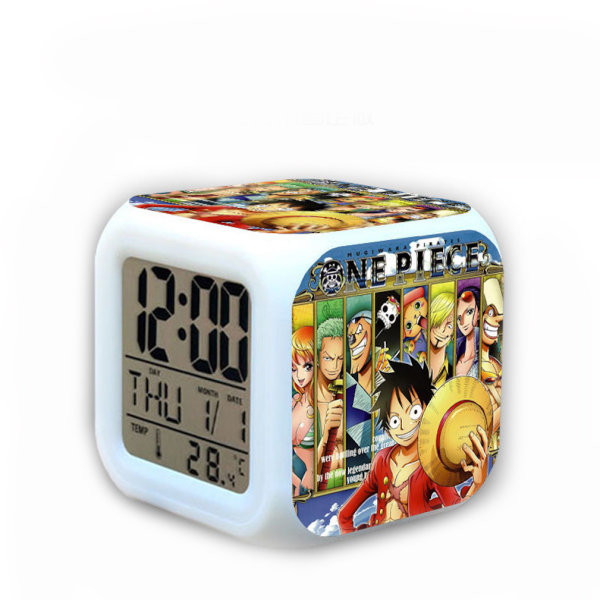 One Piece Anime Väckarklocka Färgglad LED digital klocka