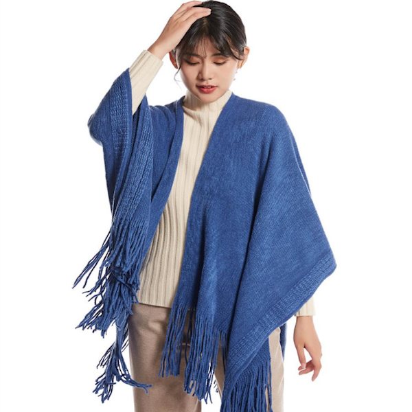 Poncho Pashmina Sjal Wrap fransfåll Vintertröja Coat