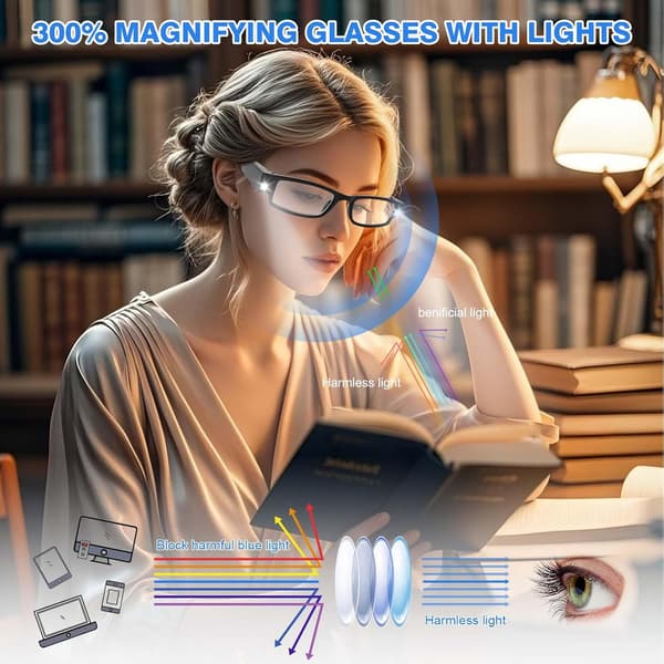 300% LED-forstørrelsesbriller, håndfri læseforstørrelsesglas til præcisionsarbejde