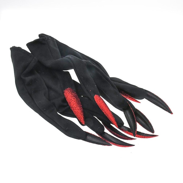 Witch Claw Cosplay handskar med röda naglar Halloween skrämmande kostym