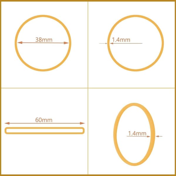 500-pack gula gummiband 3,8 cm elastiska band för hem, skola och kontor