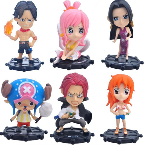 6 st One Piece Ace Luffy Nami Chopper Figurleksak 85 generation