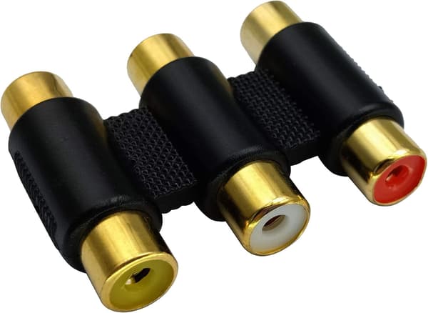 5-pack 3 RCA hona till hona-koppling, guldpläterad AV-ljud- och videoadapter
