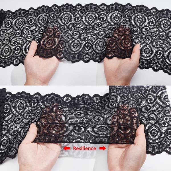 6 yards 3 farger elastisk blondebånd 19 cm bredt for søm og hobbyprosjekter