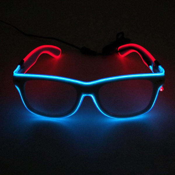 LED dubbelfärgade självlysande glasögon Neon Party EL Wire Glasses Light Up Glasögon för barer klubbar fester