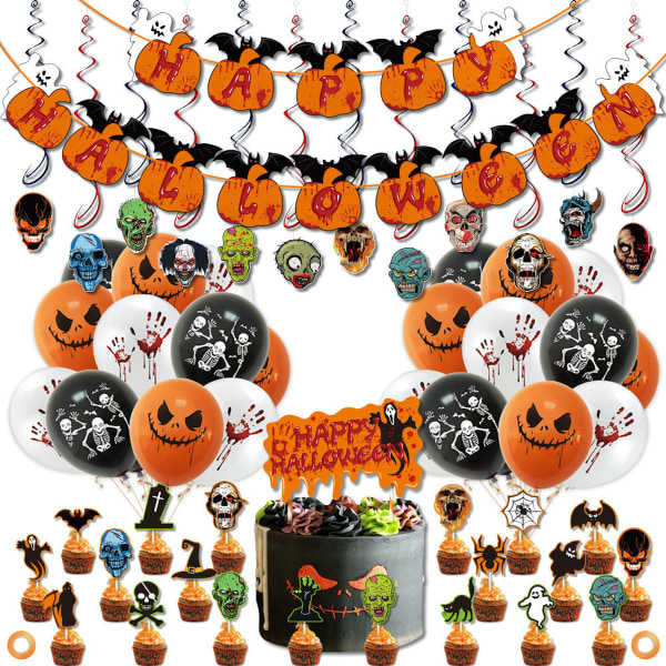 Halloween Grattis på födelsedagen Ballong Set Latex Ballonger Party Dekoration Kit