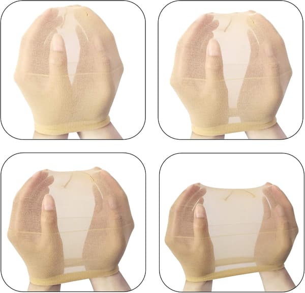 6-pakning nylon parykkhetter for kvinner, pustende og elastiske strømpehetter, beige