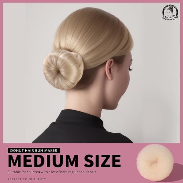 4-størrelses hår-donut-sæt med 20 hårnåle til ballet-opsætning og styling