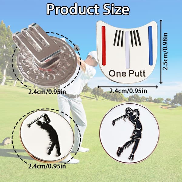 Golfbollsmarkörer med magnetiska kepsclips, roliga tillbehörsset för golf