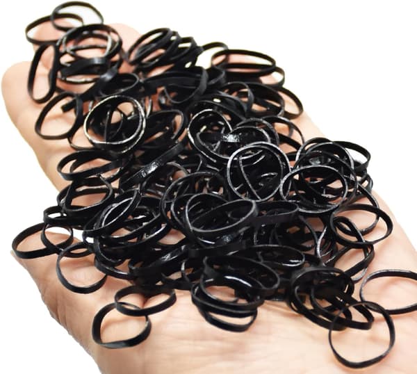 500-pack svarta mini-hårsnoddar 1,5 cm för flätor, barn och bröllopsfrisyrer