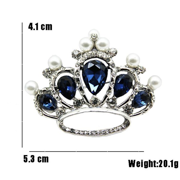 Klassisk Corsage Crown Dam Brosch Blå Glas Brosch Pin