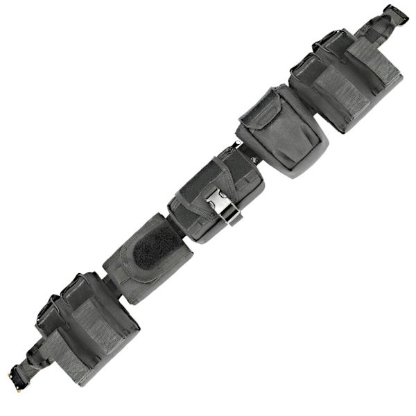 Outdoor Tactical Belt with Many Pouches Mollet Belt  Detachable Black
