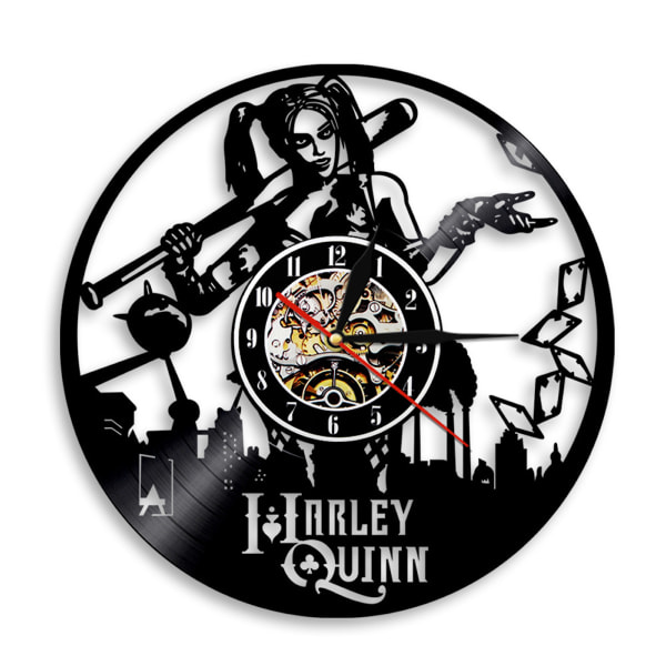 Harley Quinn Vinyl Väggklocka Record Klocka Retro Dekor Väggkonstklocka