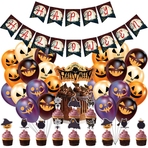 Happy Halloween Ballong Set Latex Ballonger Party Dekoration Kit