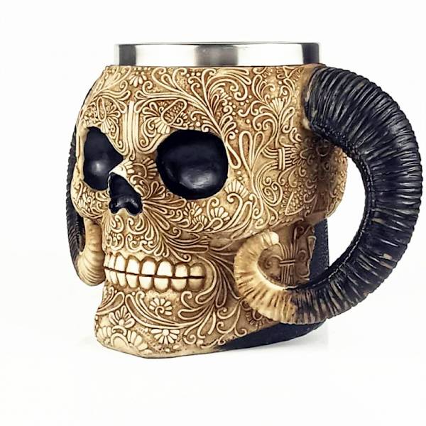 Horn Skull Beer Keramik Kaffe Mugg Tekopp Nyhet Present