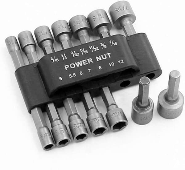 14-delars Power Mutterdragare Borr Set, Rostfritt Stål, 1/4\" Hex Skaft