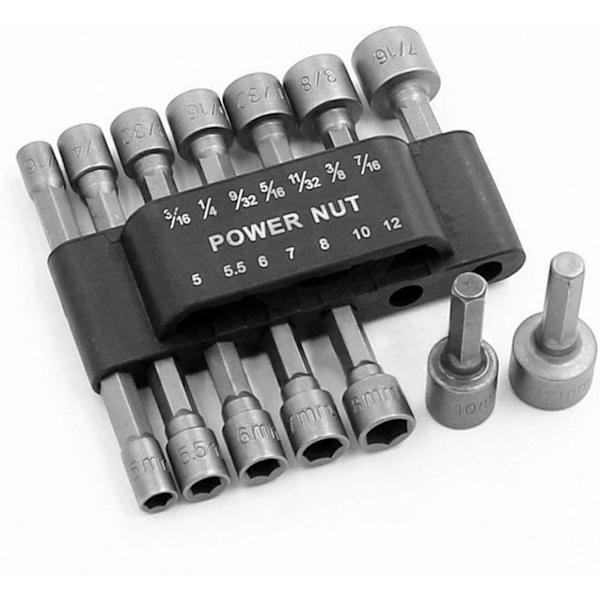 14-delt Power Topnøgle Bor Bits Sæt, Rustfrit Stål, 1/4\" Hex Skaft
