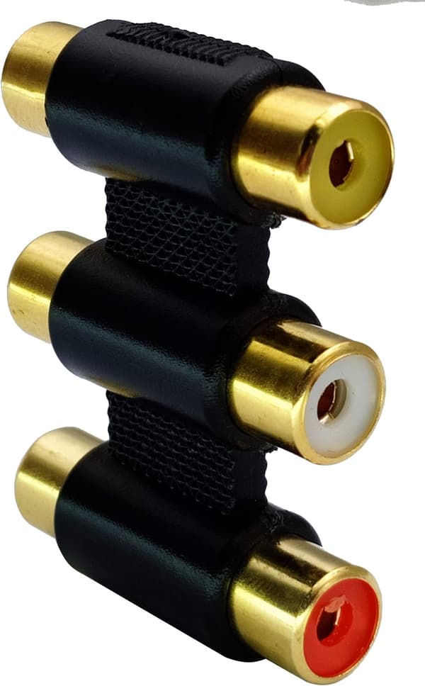 5-pack 3 RCA hona till hona-koppling, guldpläterad AV-ljud- och videoadapter