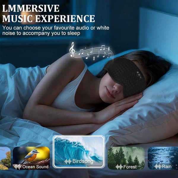 3D Bluetooth-sovmask med hörlurar, mörkläggande ögonmask för sidosovare