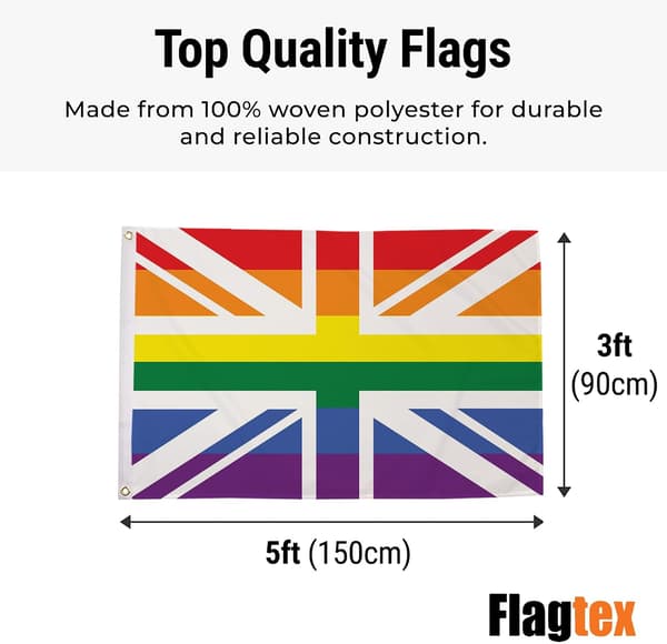 Regnbue Union Jack Pride-flagg 5x3 fot polyesterbanner med metallmaljer
