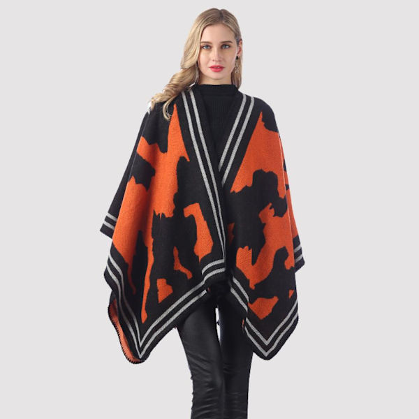 Varm Sjal Scarf Öppen Front Poncho Vinterkofta för Dam