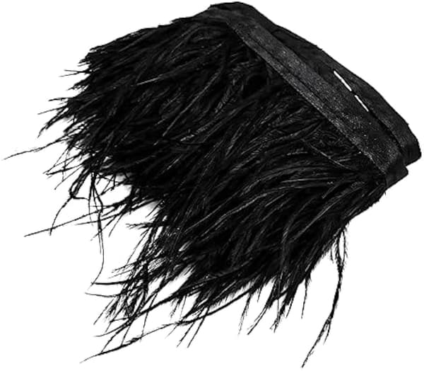 Sort strudsefjer-frynsekant 2 yards, 11-13 cm bred til syprojekter
