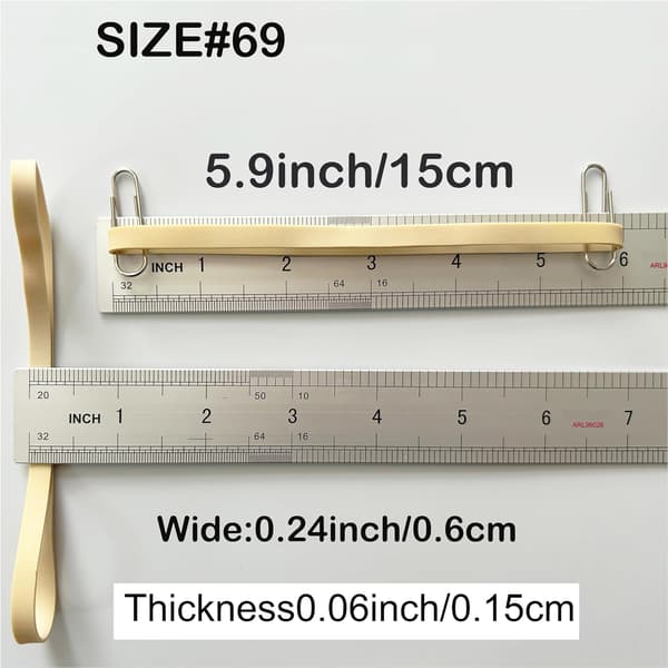 50-pak store beige elastikker, 150 x 6 mm brede genanvendelige elastikker